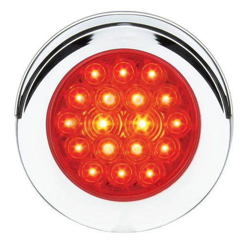 White Smoke 4" FLEET RED/RED 18 LED FLANGE MT. W/VISOR BEZEL, 3PRONG 4" ROUND