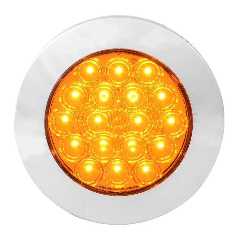 75880 Fleet Series 4" Flange Mount LED Light w/ Twist-On Bezel & 3 Wires, Amber 4" ROUND Orange