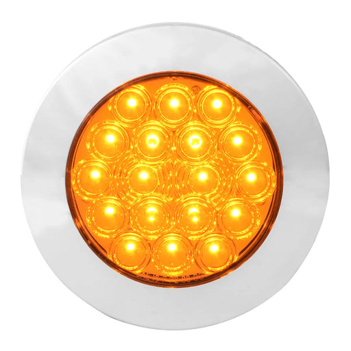 Orange 4" FLEET AMBER/AMBER 18 LED FLANGE MOUNT W/BEZEL, 3 WIRES 4" ROUND