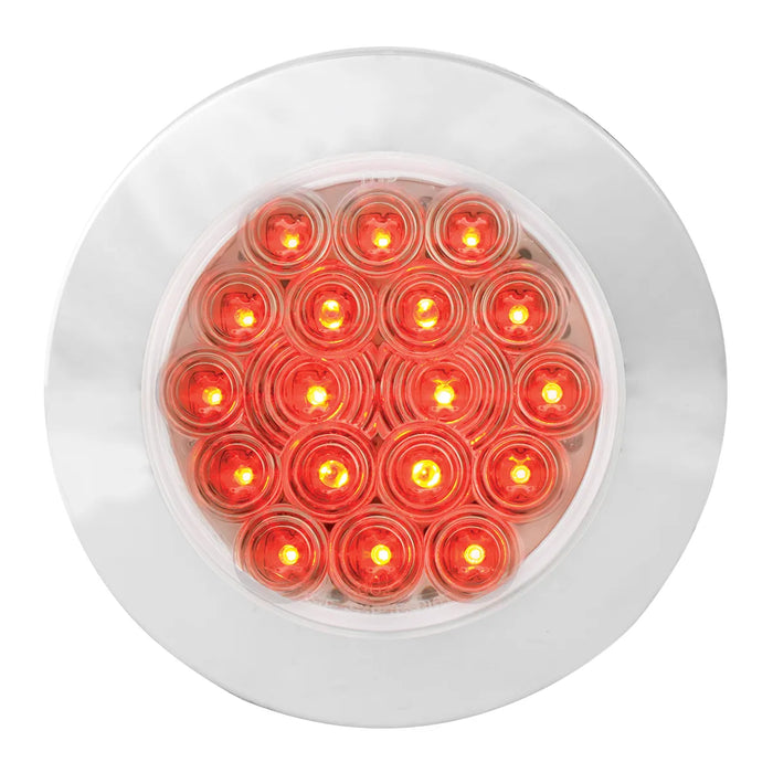 Chocolate 4" FLEET RED/CLEAR 18 LED FLANGE MOUNT W/BEZEL, 3 WIRES 4" ROUND