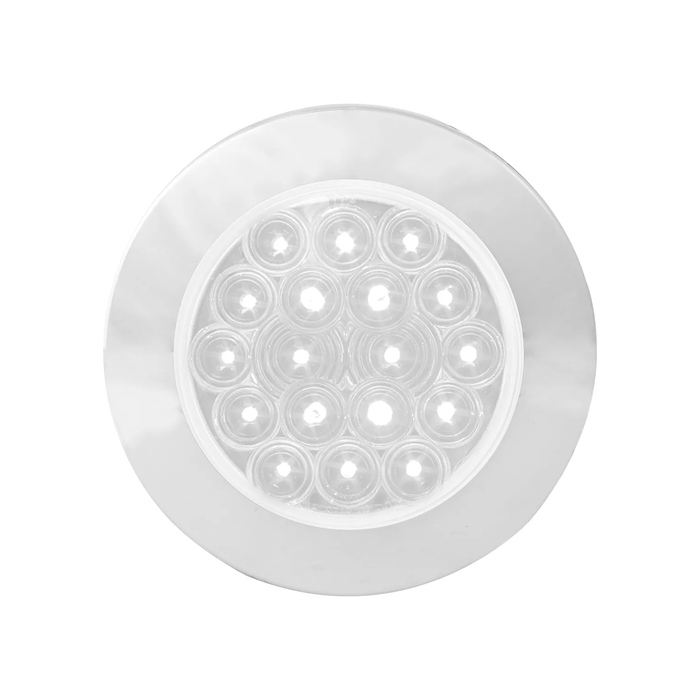 Light Gray 4" FLEET WHITE/CLEAR 18 LED FLANGE MOUNT W/BEZEL, 3 WIRES 4" ROUND