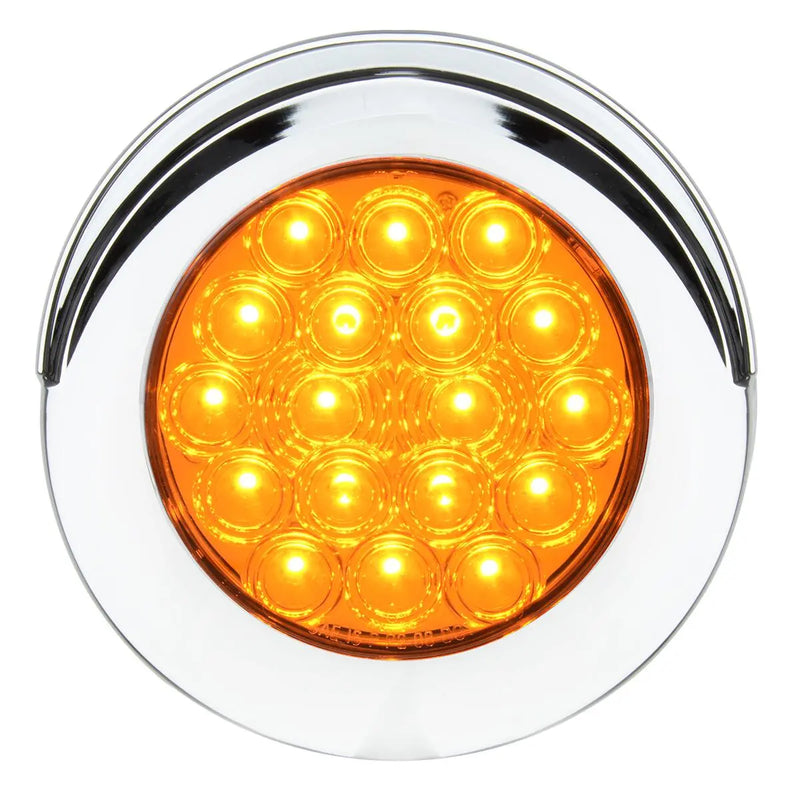 75885 Fleet Series 4" Flange Mount LED Light w/ Twist-On Bezel & 3 Wires, Amber 4" ROUND White Smoke