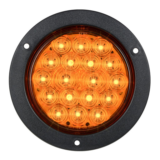 75890 Fleet Series 4" LED Light w/ Black Flange Mount & 3 Wires, Amber Coral