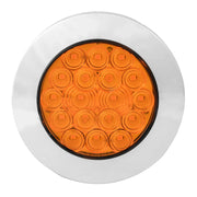 75894 Fleet Series 4" LED Light w/ Black Flange Mount & 3 Wires, Amber 4" ROUND Light Gray