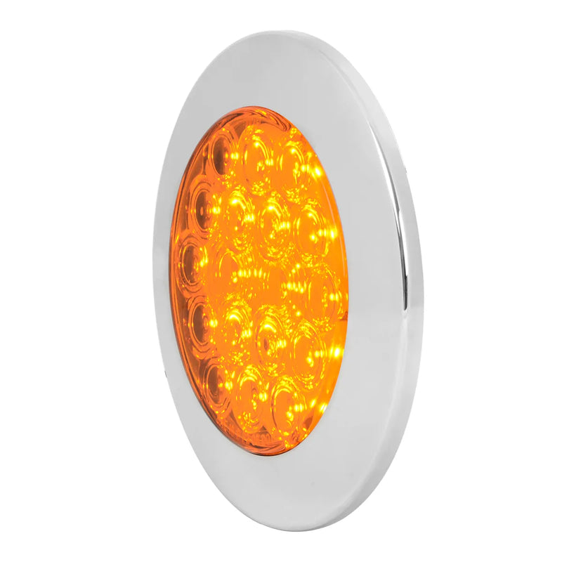 75894 Fleet Series 4" LED Light w/ Black Flange Mount & 3 Wires, Amber 4" ROUND Light Gray