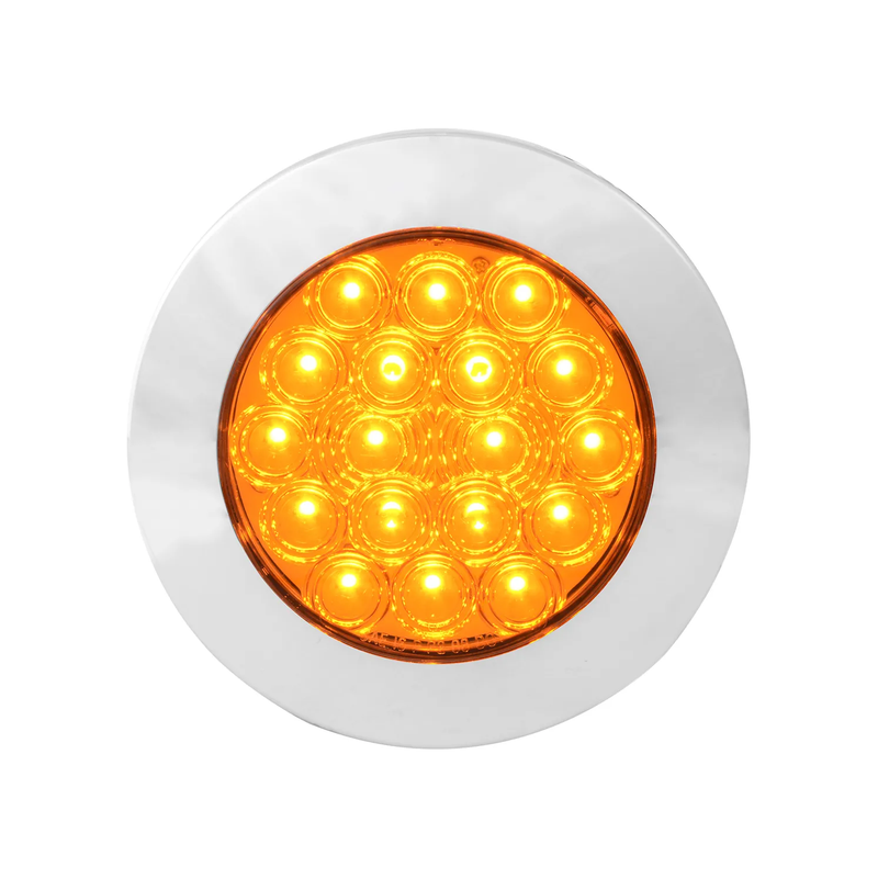 75901 Fleet Series 4" Flange Mount LED Light w/ Twist-On Bezel & 3-Pin Plug, Amber/clear 4" ROUND Orange