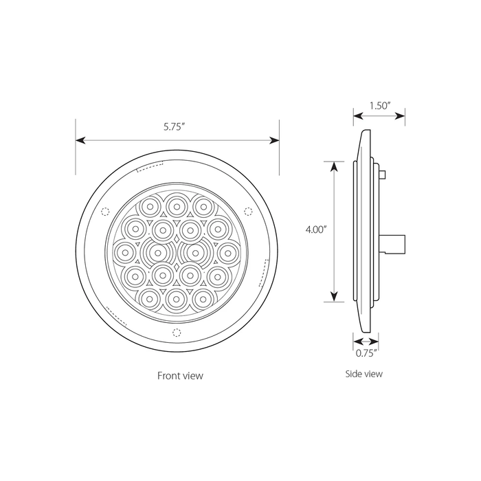 Black 4" FLEET RED/CLEAR 18 LED FLANGE MOUNT W/ CR. BEZEL 3PIN 4" ROUND