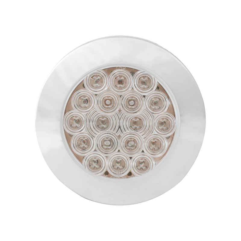 75903 Fleet Series 4" Flange Mount LED Light w/ Twist-On Bezel & 3-Pin Plug, Red/Clear 4" ROUND Light Gray
