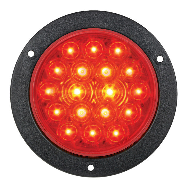75912 Fleet Series 4" LED Light w/ Black Flange Mount & 3-Prong Plug, Red Firebrick