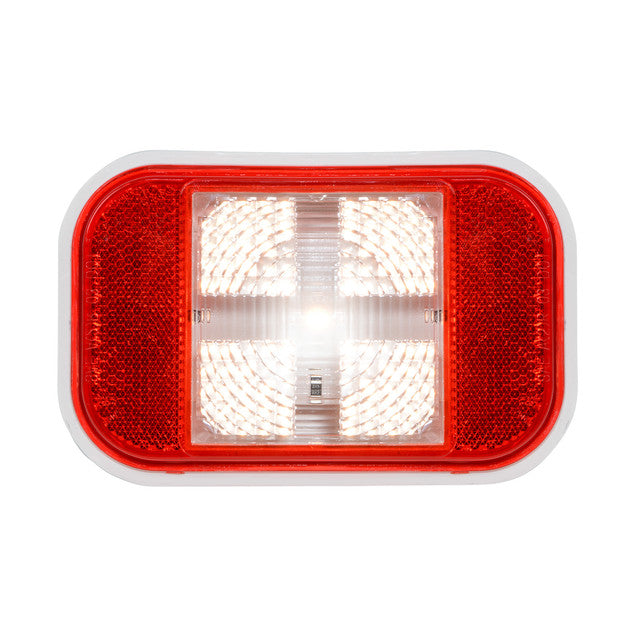 75952 One LED Series Rectangular Single LED Light, White/Clear/& Red Firebrick