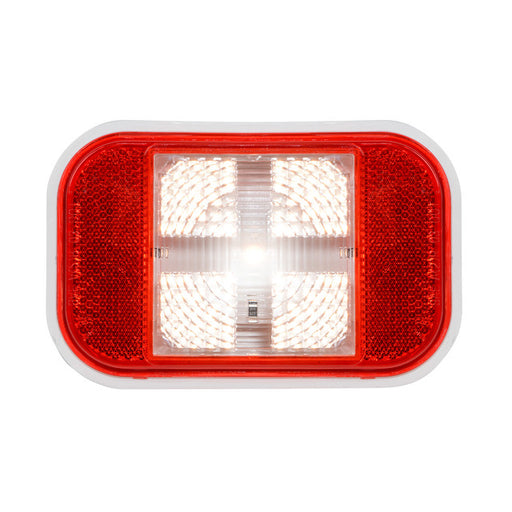 75952 One LED Series Rectangular Single LED Light, White/Clear/& Red Firebrick