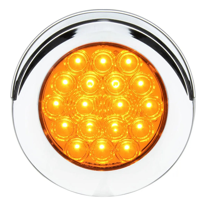 75955 Fleet Series 4" Flange Mount LED Light w/ Twist-On Bezel & 3-Pin Plug, Amber 4" ROUND Orange