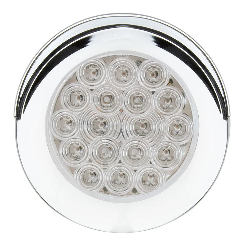 75958 Fleet Series 4" Flange Mount LED Light w/ Twist-On Bezel & 3-Pin Plug, Red/Clear 4" ROUND Light Gray