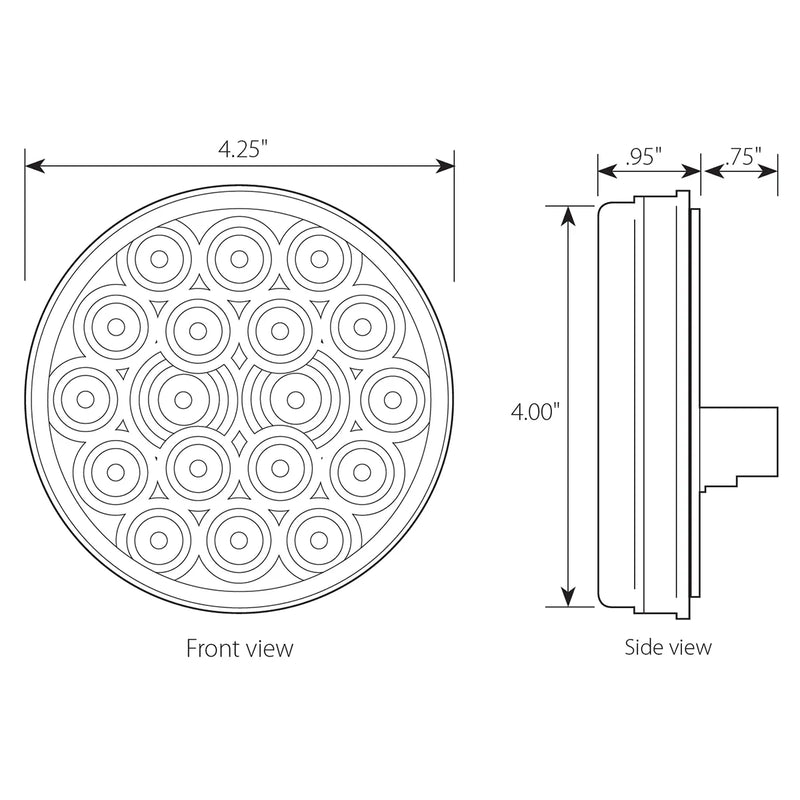 76017 Fleet Series 4" LED Light with 3-Prong Round Plug, Amber 4" ROUND Light Gray