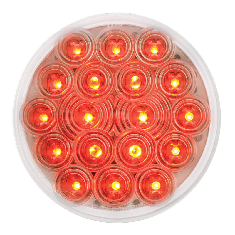 76016 Fleet Series 4" LED Light with 3-Prong Round Plug, Red/Clear 4" ROUND Tomato