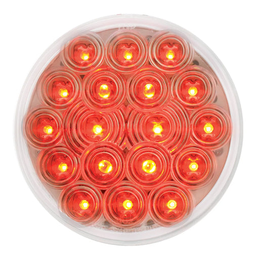 Tomato 4" FLEET RED/CLEAR 18 LED 3PIN ROUND PLUG S/T/T SEALED LIGHT 4" ROUND