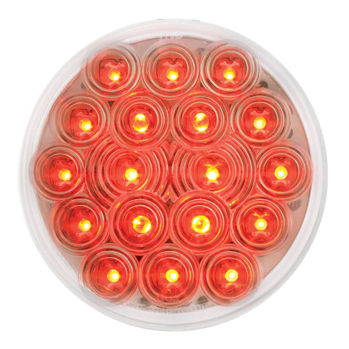 Tomato 4" FLEET RED/CLEAR 18 LED 3PIN ROUND PLUG S/T/T SEALED LIGHT 4" ROUND