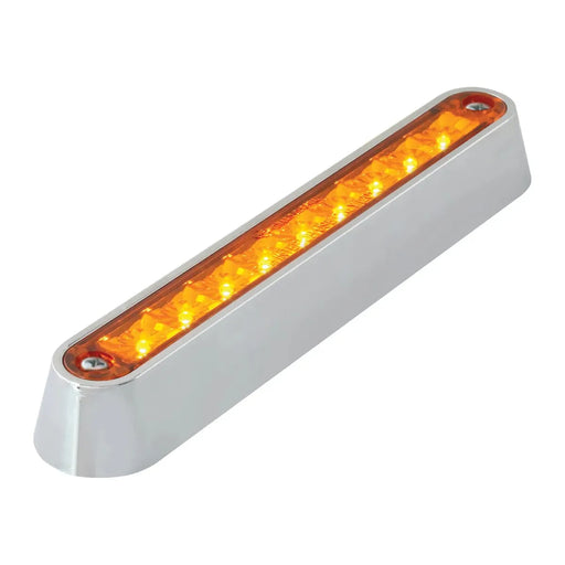 Gray 6.5" AMBER/AMBER 9 LED LIGHT BAR W/CR. PLASTIC BASE MOUNT