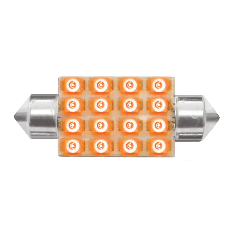 76100 #211-2 AMBER 16-LED FESTOON DOME LIGHT BULBS, 12V Sandy Brown