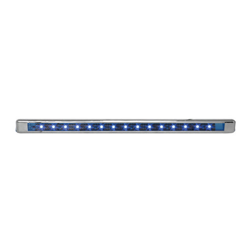 76122 12" ULTRA THIN BLUE/BLUE LED LIGHT BAR W/CR. PLASTIC BEZEL, Blue Slate Gray
