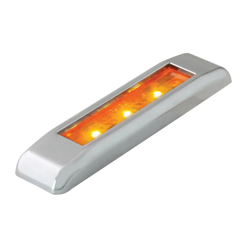 76131  3.5" L ULTRA THIN AMBER/CLEAR LED LIGHT W/CR. PL BEZEL Gray