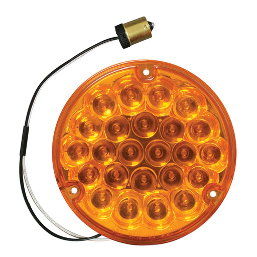 Chocolate 4" PEARL AMBER/CLEAR 24 LED LIGHT W/ #1156 SOCKET BASE 4" ROUND