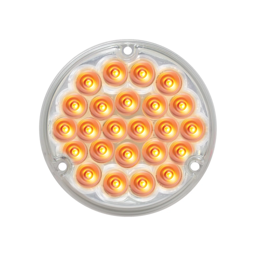 Tan 4" PEARL AMBER/CLEAR 24 LED LIGHT W/ #1156 SOCKET BASE 4" ROUND