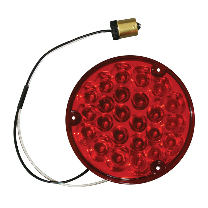 Dark Red 4" PEARL RED/CLEAR 24 LED W/ #1156 SOCKET BASE 4" ROUND