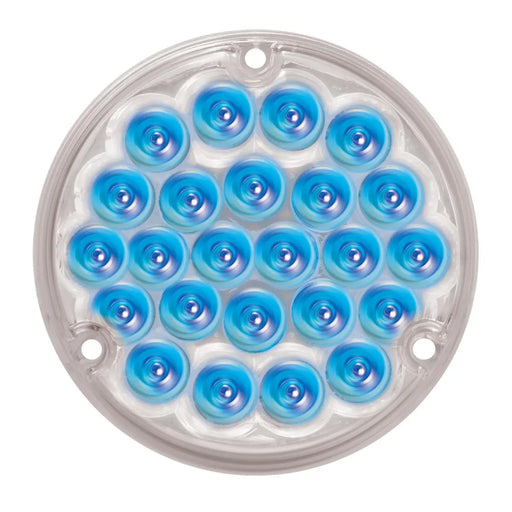 Gray 4" PEARL BLUE/CLEAR 24 LED LIGHT W/ #1156 SOCKET BASE 4" ROUND