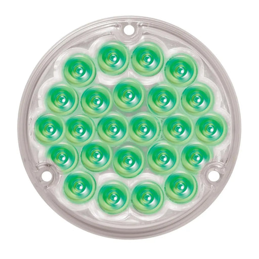 Gray 4" PEARL GREEN/CLEAR 24 LED LIGHT W/ #1156 SOCKET BASE 4" ROUND