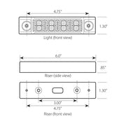 6"L RECT. SPYDER AMBER/CLEAR 8-LED MARKER/CLEARANCE LIGHT LED Rectangular Light Light Gray