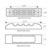 6"L RECT. SPYDER AMBER/CLEAR 8-LED MARKER/CLEARANCE LIGHT LED Rectangular Light Gray