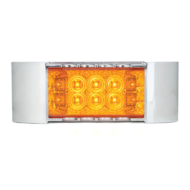 76214 RECT. WIDE ANGLE SPYDER AMBER/ AMBER LED LIGHT W/CR. BEZEL Light Gray