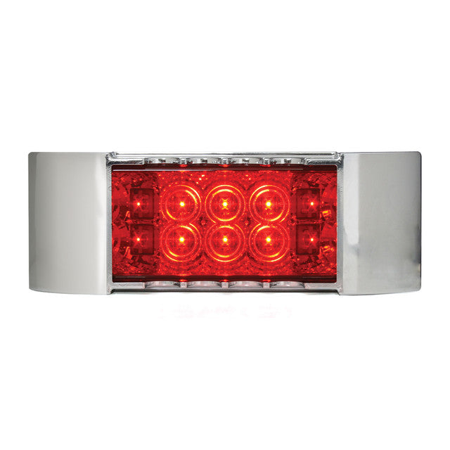 76216 RECT. WIDE ANGLE SPYDER RED/ RED LED LIGHT W/CR. BEZEL Gray
