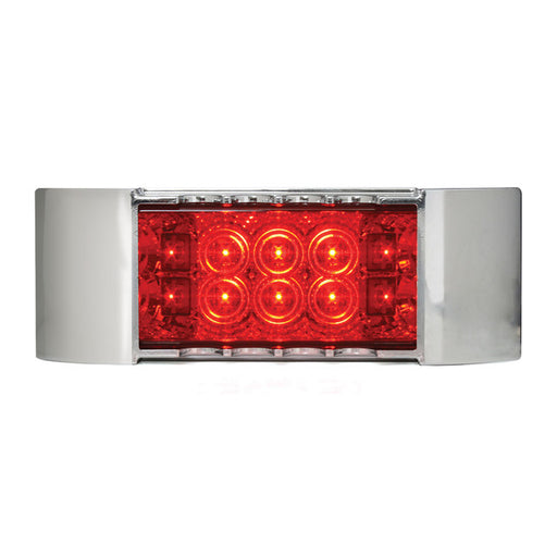 76216 RECT. WIDE ANGLE SPYDER RED/ RED LED LIGHT W/CR. BEZEL Gray