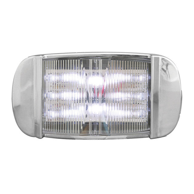 76229 RECT. WHITE/CLEAR WIDE ANGLE 14-LED INTERIOR LIGHT W/ BEZEL 76229 Gray