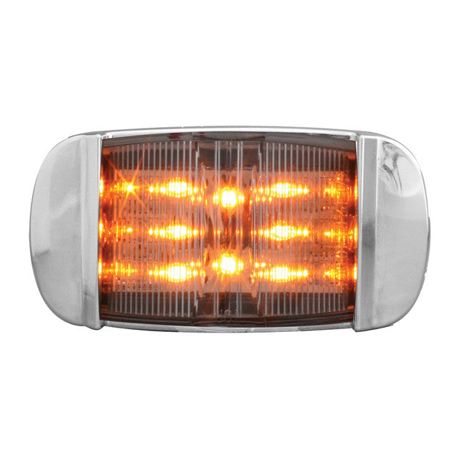 76255 RECT. AMBER/CLEAR WIDE ANGLE 14LED MARKER LIGHT W/CR. BEZEL Rosy Brown