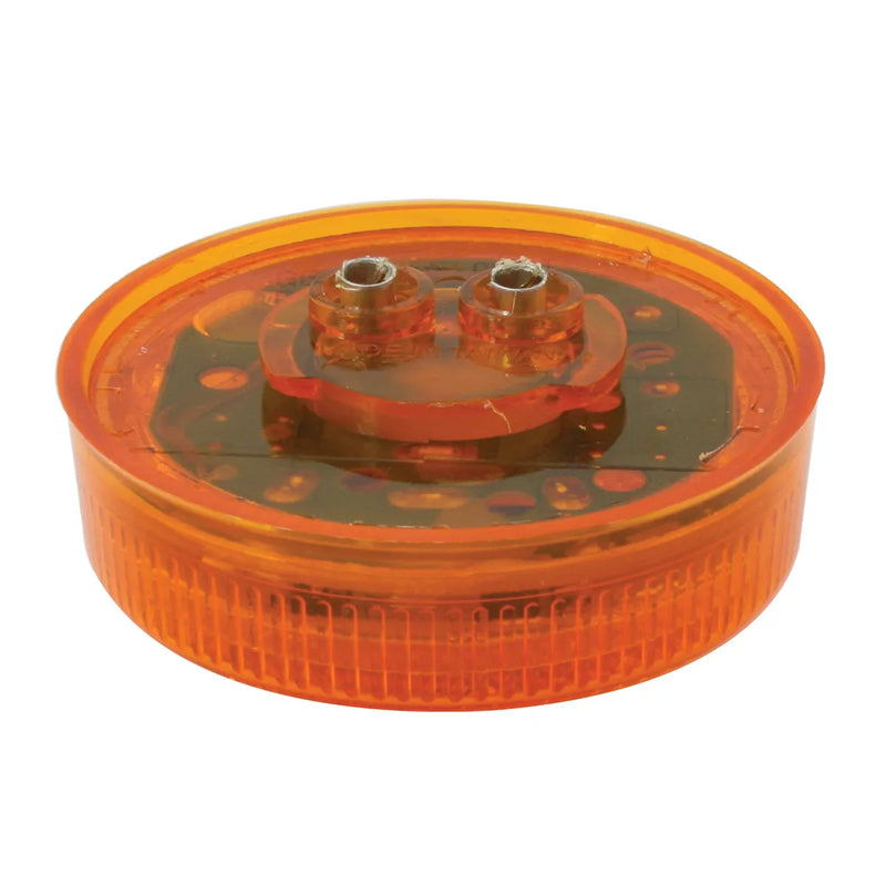 76425 2.5" AMBER 1 LED MARKER LIGHT W/GROMMET & PIGTAIL 2.5" ROUND Chocolate
