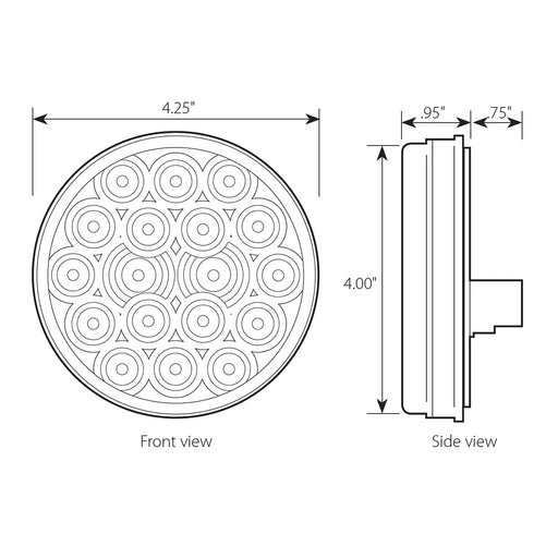 Black 4" FLEET WHITE/CLEAR 18 LED UTILITY/INT/BU SEALED LIGHT 4" ROUND