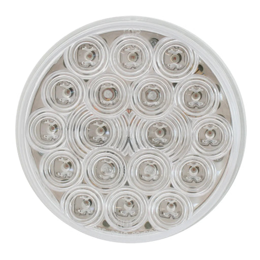 Gray 4" FLEET RED/CLEAR 18 LED LIGHT W/ GROMMET & PIGTAIL 4" ROUND