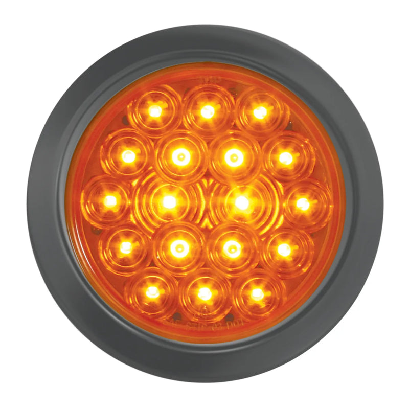4" FLEET AMBER/AMBER 18 LED LIGHT W/ GROMMET & PIGTAIL 4" ROUND Chocolate