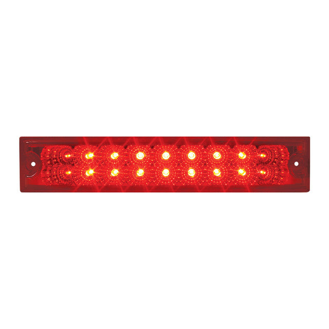 76482 10"L SPYDER RED 18-LED LIGHT BAR, RED LENS DOUBLE ROW Firebrick