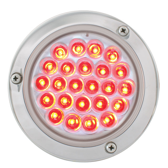 76493 Pearl Series Continuous 4" LED Strobe Light, Red/Clear Gray