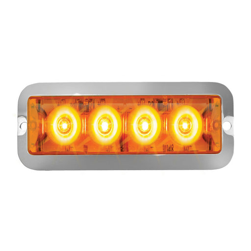 76530 Medium Rectangular 4 LED Strobe Light w/ Aluminum Base, Amber Chocolate
