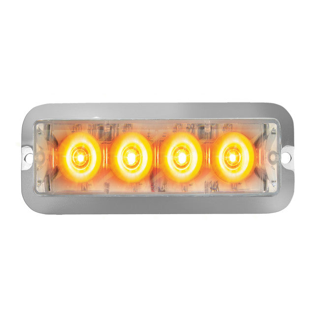 76531 Medium Rectangular 4 LED Strobe Light w/ Aluminum Base, Amber/Clear Tan