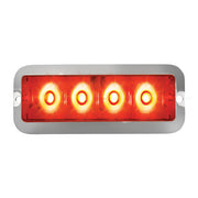 76532 Medium Rectangular 4 LED Strobe Light w/ Aluminum Base, Red Dark Gray