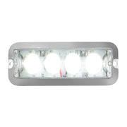 76534 Medium Rectangular 4 LED Strobe Light w/ Aluminum Base, White/Clear Light Gray