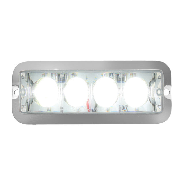 76534 Medium Rectangular 4 LED Strobe Light w/ Aluminum Base, White/Clear Light Gray