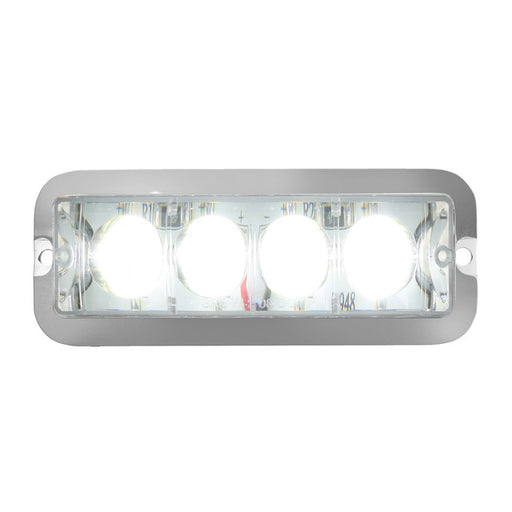 76534 Medium Rectangular 4 LED Strobe Light w/ Aluminum Base, White/Clear Light Gray