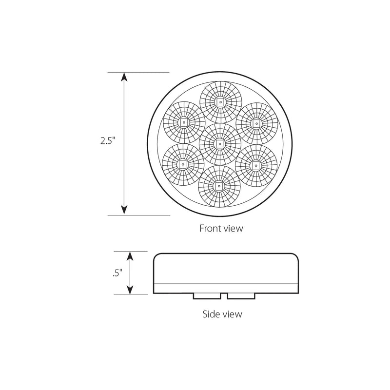76660BP 2.5" LOW PROFILE SPYDER AMBER 7 LED MARKER LIGHT, AMBER LENS 2.5" led light Light Gray